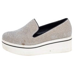 Stella McCartney Grey Glitter Platform Sneakers Size 35