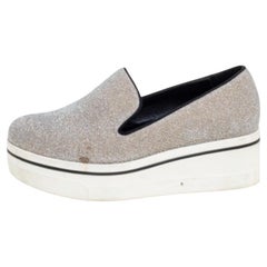 Stella McCartney Grey Glitter Platform Sneakers Size 35
