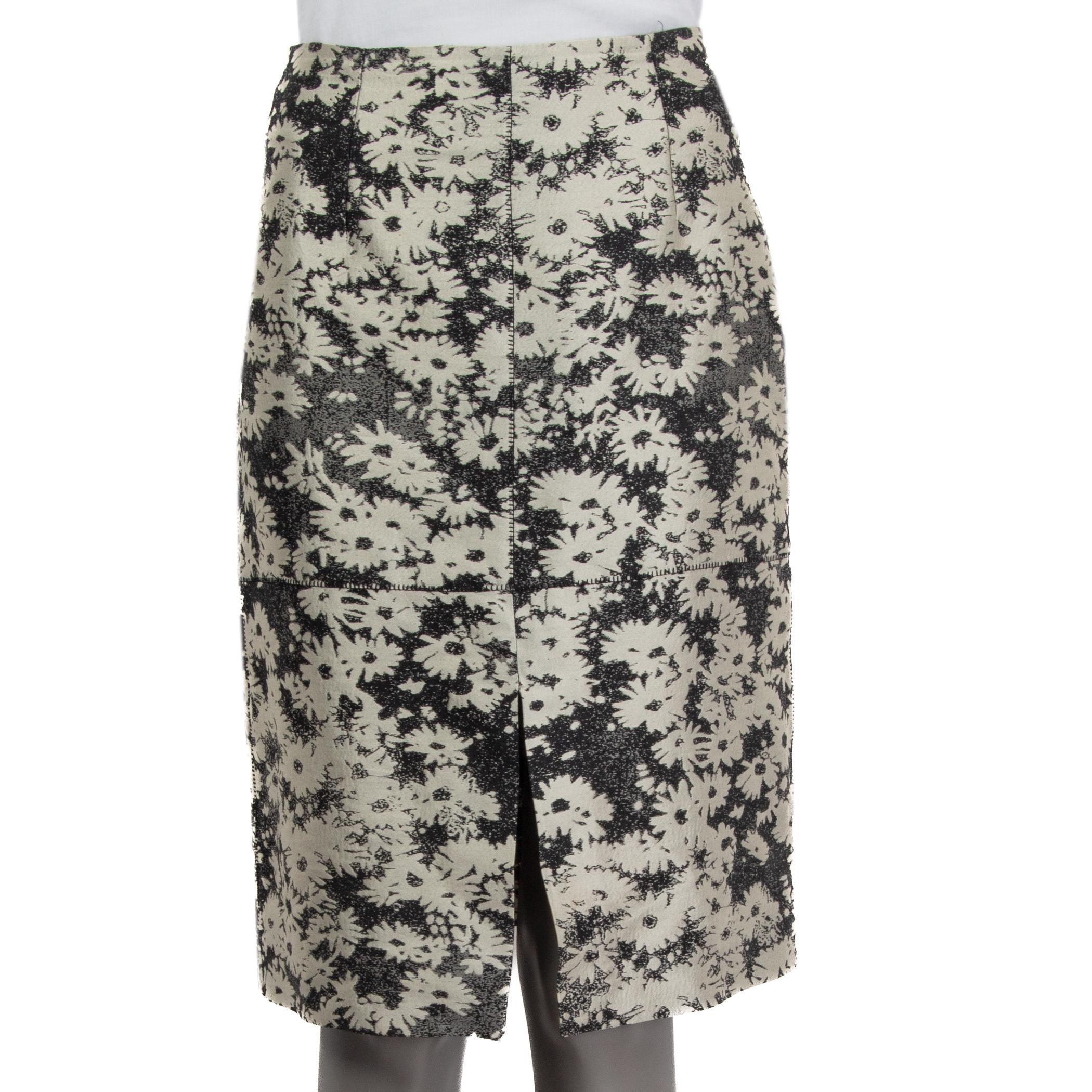Silver STELLA MCCARTNEY grey & silver cotton FLORAL Skirt 40 S For Sale