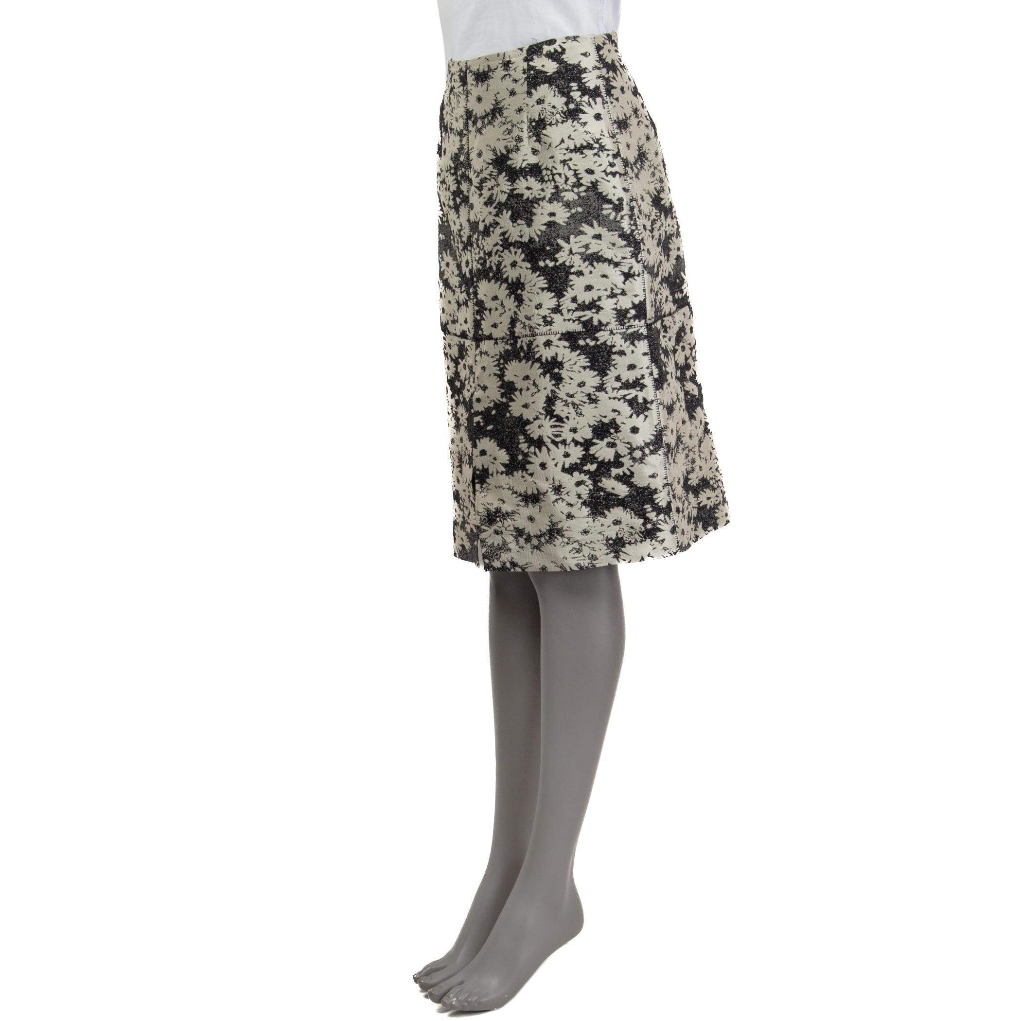 STELLA MCCARTNEY grey & silver cotton FLORAL Skirt 40 S In Excellent Condition For Sale In Zürich, CH