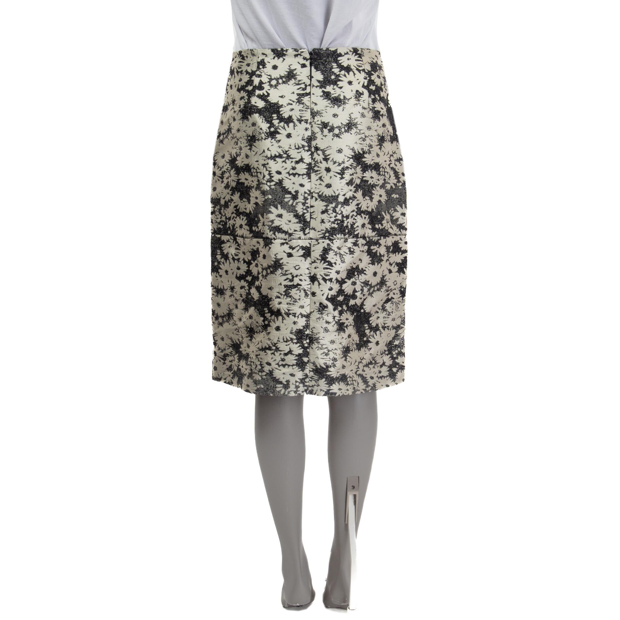 Women's STELLA MCCARTNEY grey & silver cotton FLORAL Skirt 40 S For Sale