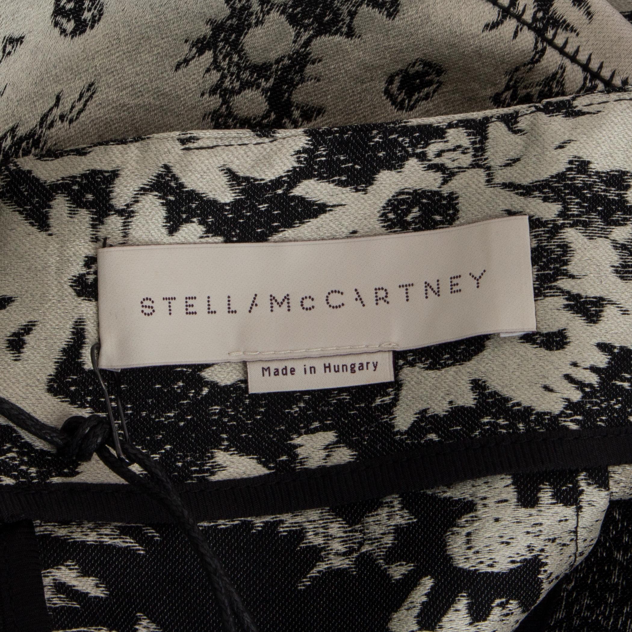 STELLA MCCARTNEY grey & silver cotton FLORAL Skirt 40 S For Sale 2