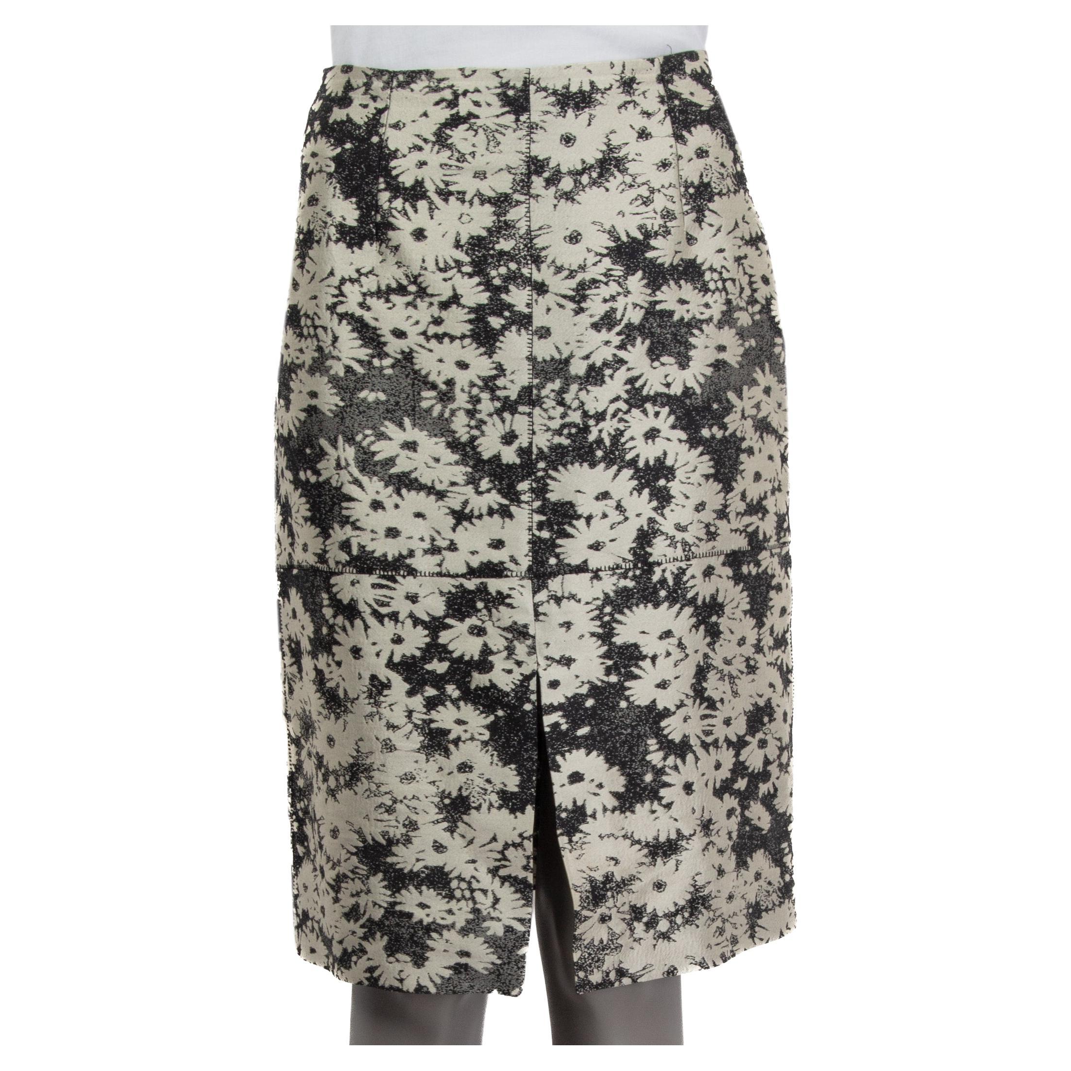 STELLA MCCARTNEY grey & silver cotton FLORAL Skirt 40 S For Sale