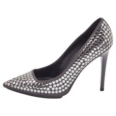 Stella McCartney Grey Studded Faux Suede Pointed Toe Pumps Size 36.5