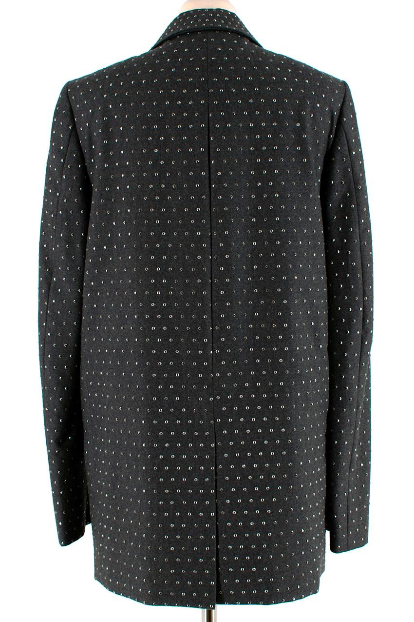 Stella McCartney Grauer einreihiger Blazer aus Wolle mit Nieten - Größe US2 (Schwarz)
