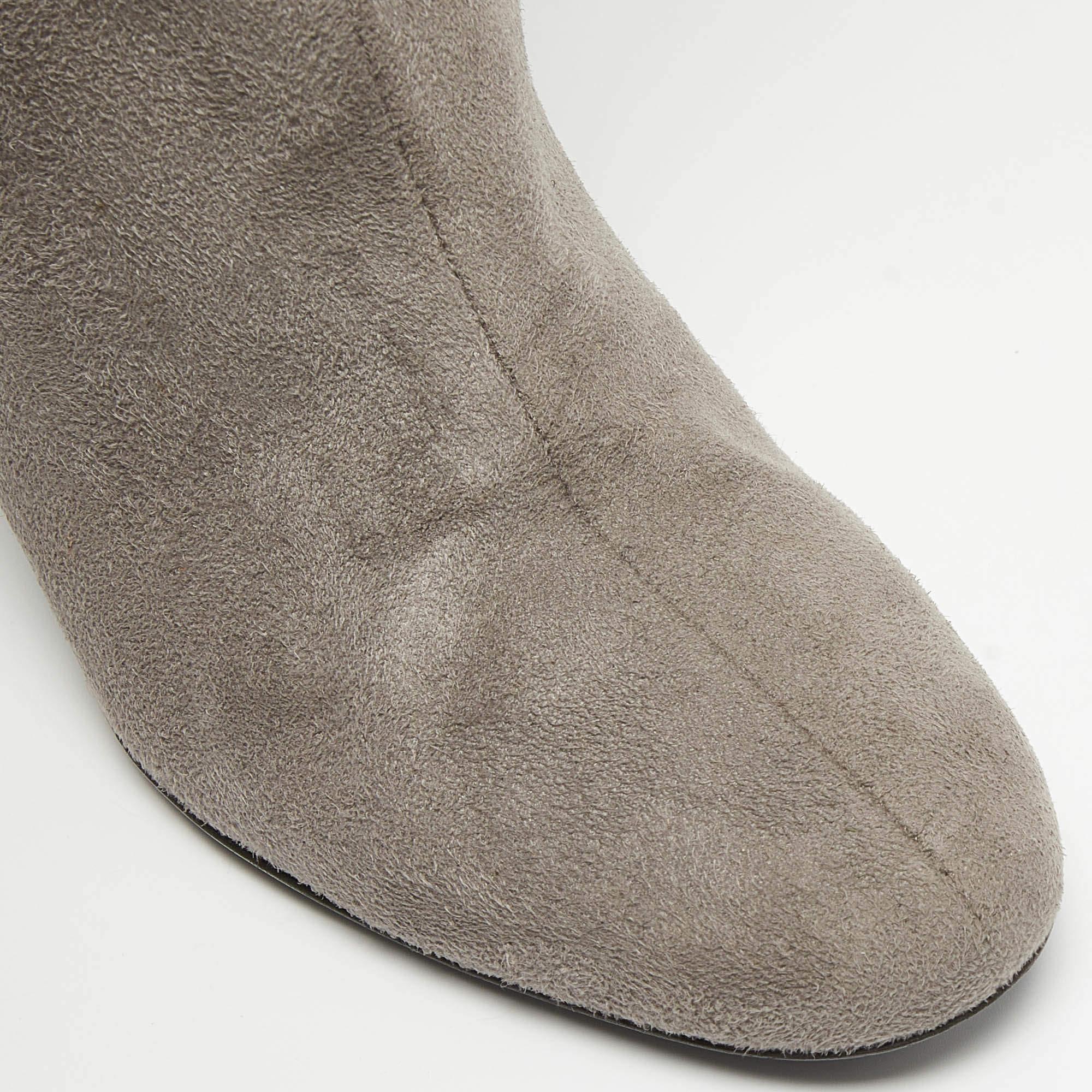 Stella McCartney Grey Suede Knee Length Boots Size 39 2
