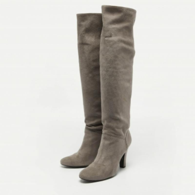 Stella McCartney - Bottes en daim gris, longueur genou, taille 39 en vente 3