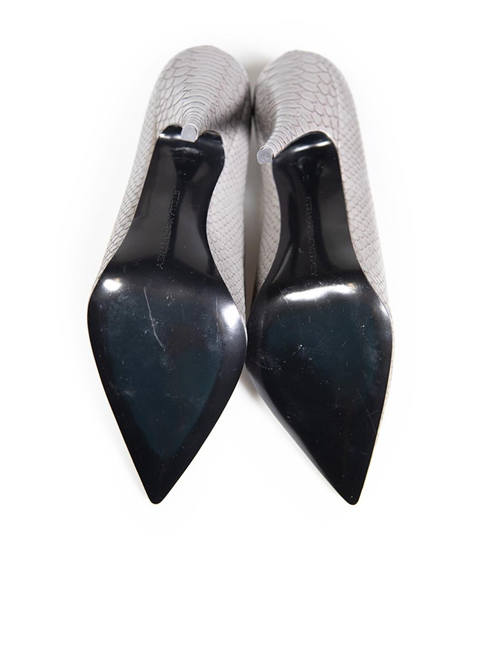 Gray Stella McCartney Grey Vegan Snakeskin Embossed Pumps Size IT 39