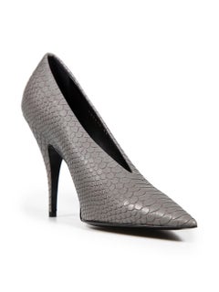 Stella McCartney escarpins gaufrés en peau de serpent végétale grise, taille IT 39
