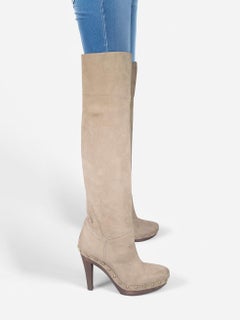 Stella McCartney Grey Vegan Suede Studded Boots Size IT 38