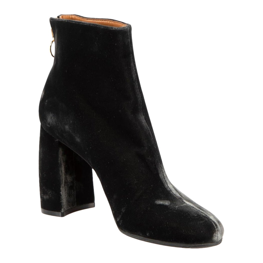 Stella McCartney Grey Velvet Heeled Ankle Boots Size IT 38.5