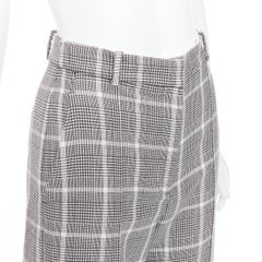 STELLA MCCARTNEY grey white houndstooth checkered wide leg pants IT36 XXS
