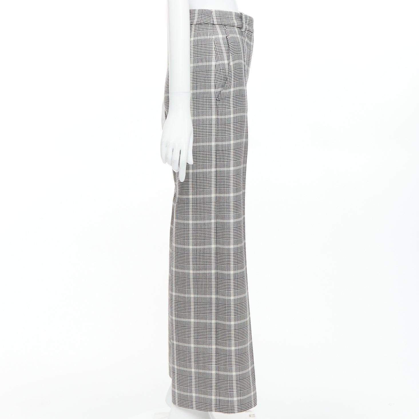 STELLA MCCARTNEY Grau-Weiße Hose mit weitem Bein und Hahnentrittmuster IT36 XXS Damen im Angebot