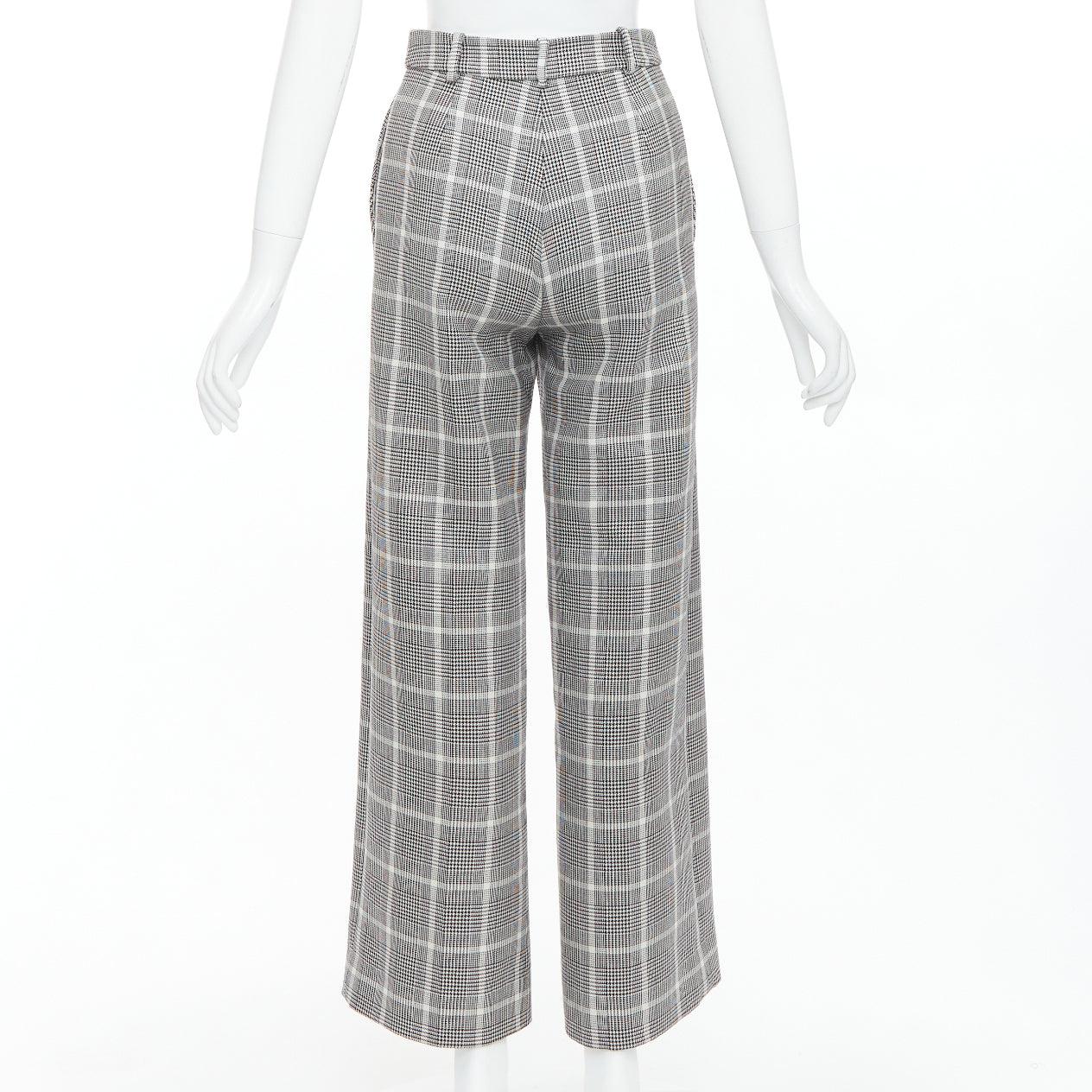 STELLA MCCARTNEY Grau-Weiße Hose mit weitem Bein und Hahnentrittmuster IT36 XXS im Angebot 1