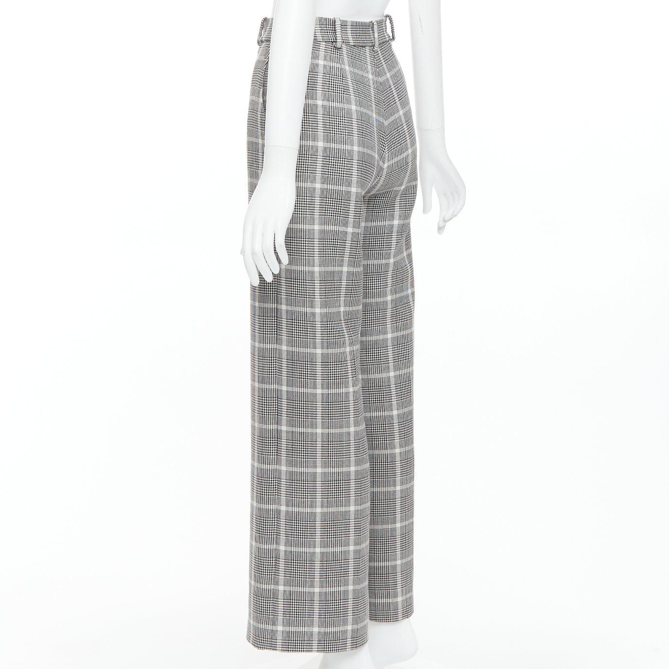 STELLA MCCARTNEY Grau-Weiße Hose mit weitem Bein und Hahnentrittmuster IT36 XXS im Angebot 2