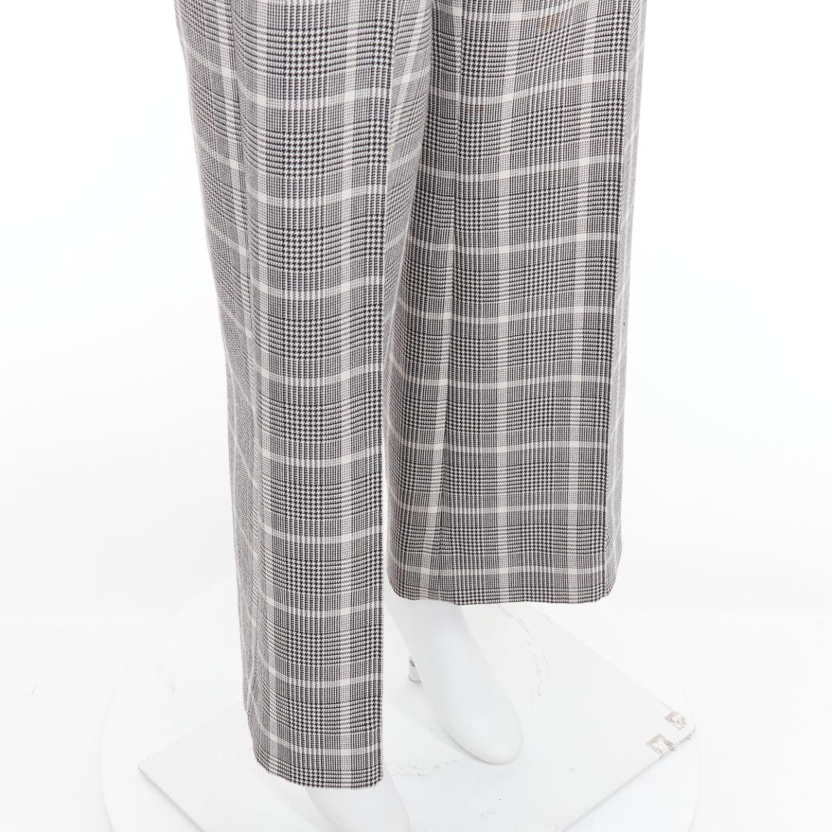 STELLA MCCARTNEY Grau-Weiße Hose mit weitem Bein und Hahnentrittmuster IT36 XXS im Angebot 3