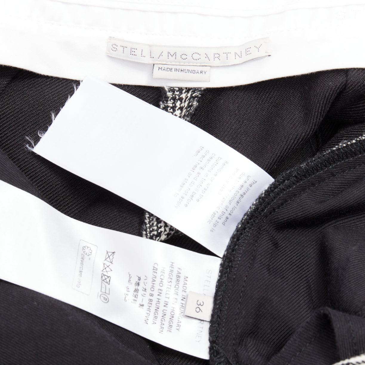 STELLA MCCARTNEY Grau-Weiße Hose mit weitem Bein und Hahnentrittmuster IT36 XXS im Angebot 4