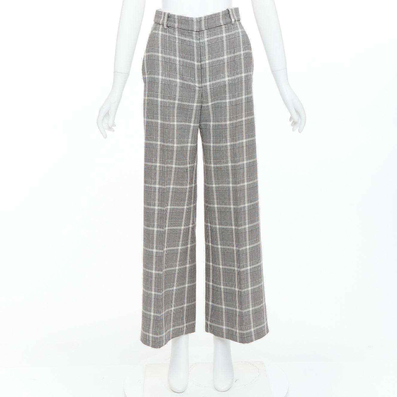 STELLA MCCARTNEY Grau-Weiße Hose mit weitem Bein und Hahnentrittmuster IT36 XXS im Angebot 5