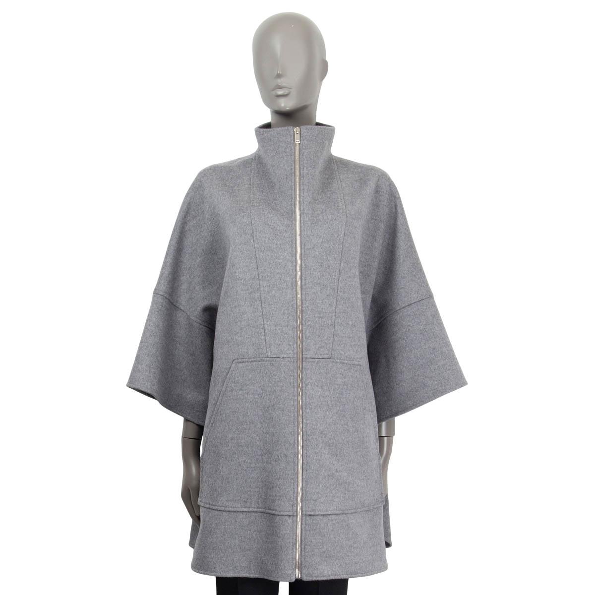 STELLA MCCARTNEY grey wool 2022 ZIP CAPE COAT Jacket 40 S