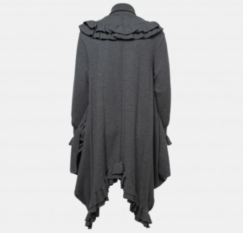 Donna Stella McCartney - Vestito in lana grigio a collo alto e con volant - S in vendita