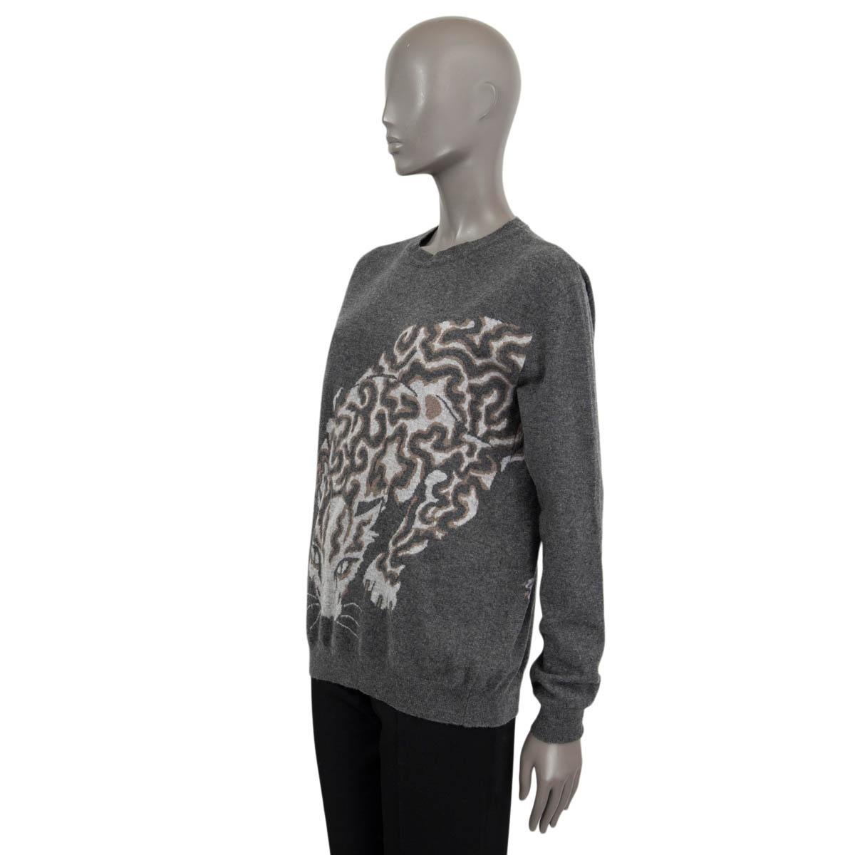 Women's STELLA MCCARTNEY grey wool LEOPARD CREWNECK Sweater 40 S For Sale