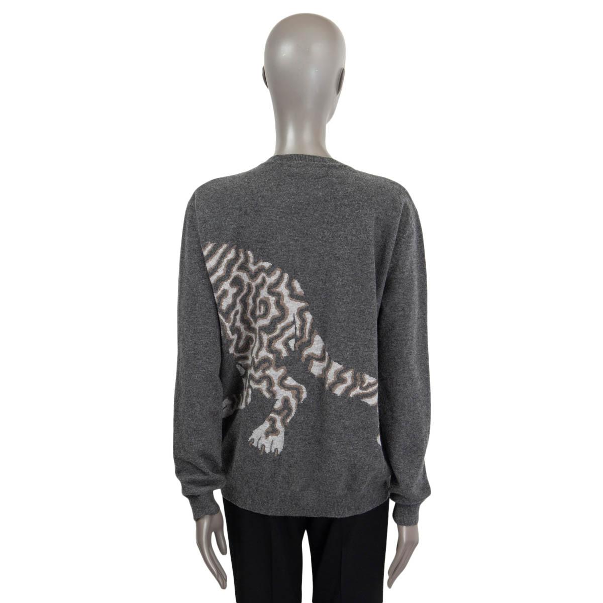 STELLA MCCARTNEY grey wool LEOPARD CREWNECK Sweater 40 S For Sale 1