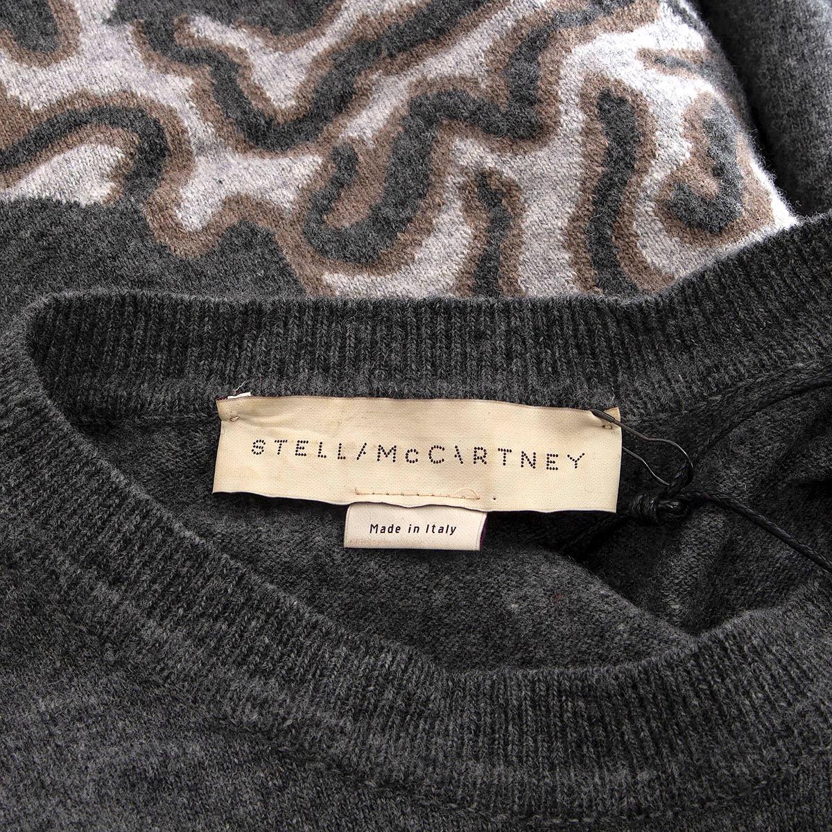 STELLA MCCARTNEY grey wool LEOPARD CREWNECK Sweater 40 S For Sale 3