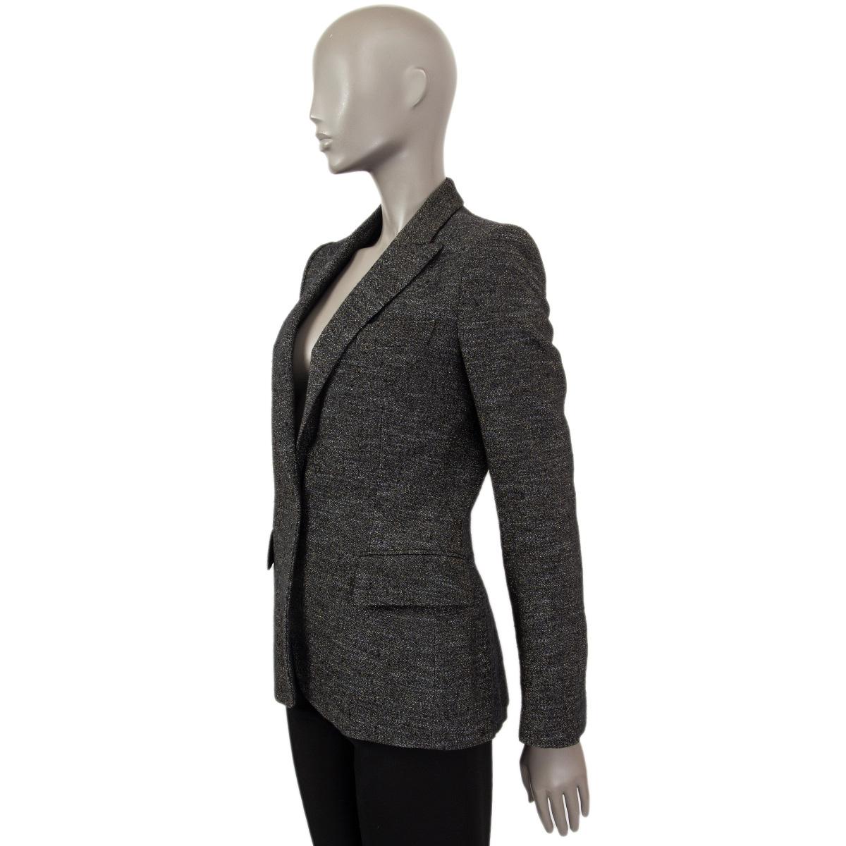 STELLA MCCARTNEY grey wool LUREX SINGLE BUTTON Blazer Jacket 40 S In Excellent Condition For Sale In Zürich, CH