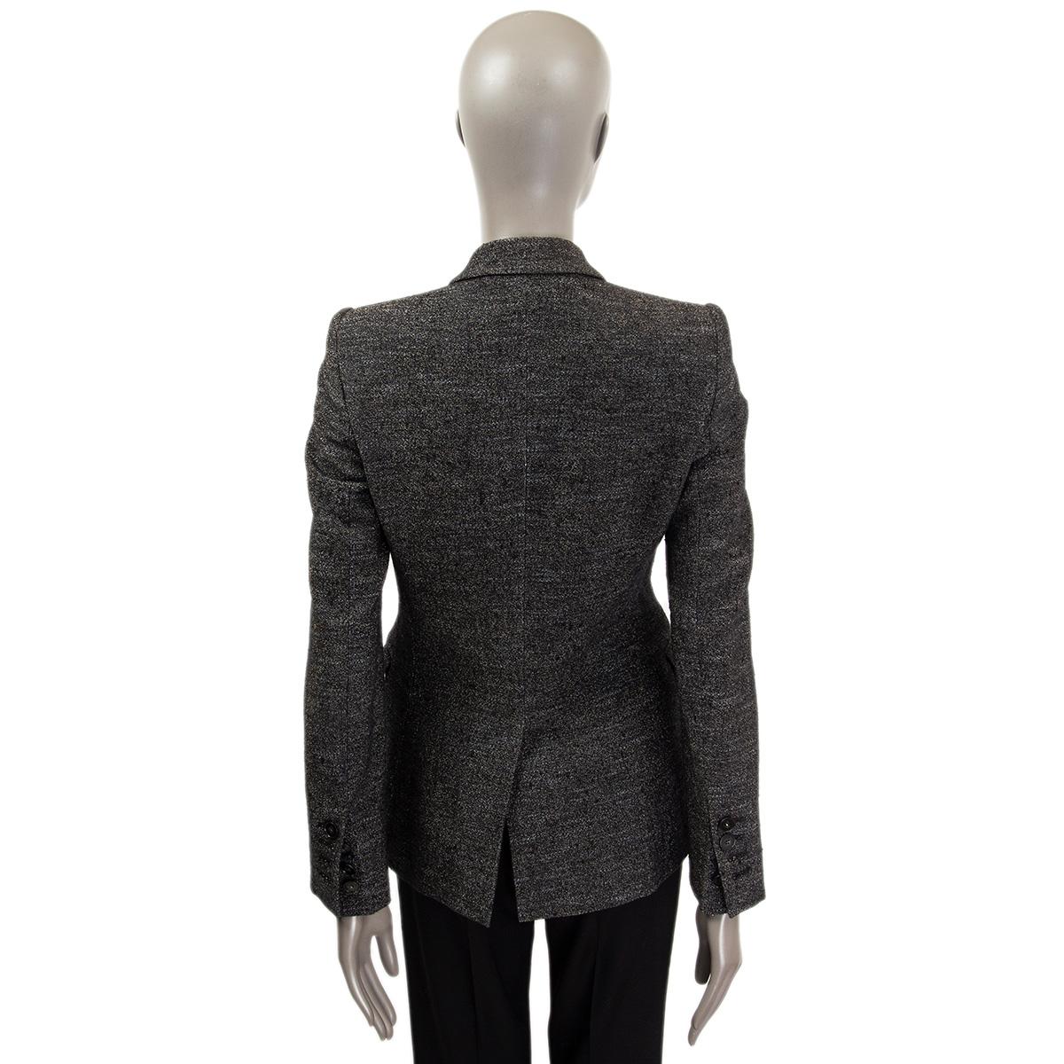 Women's STELLA MCCARTNEY grey wool LUREX SINGLE BUTTON Blazer Jacket 40 S For Sale