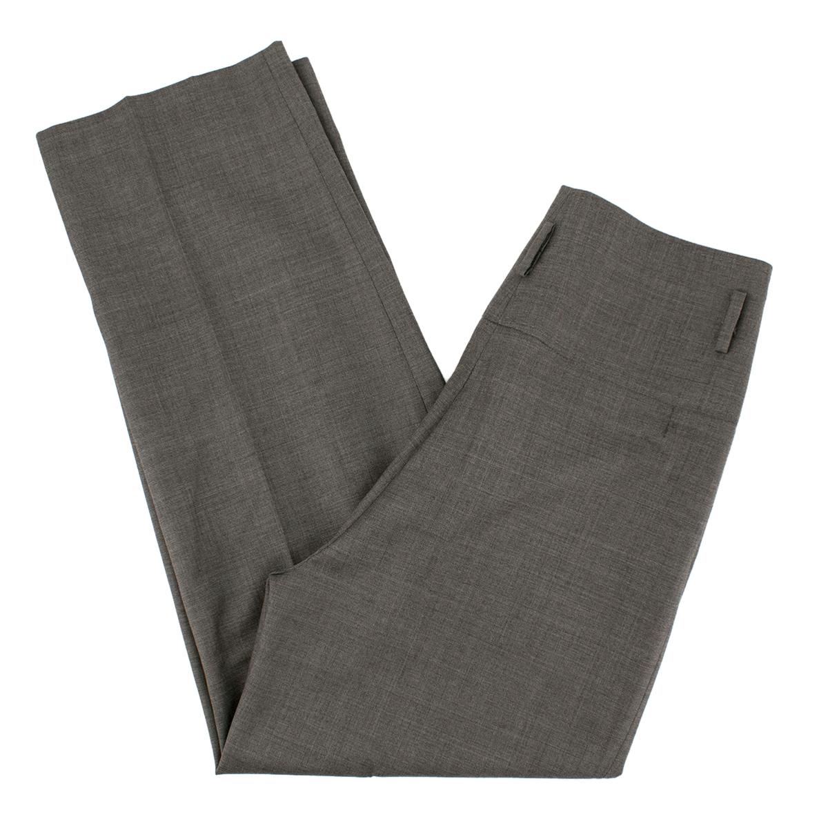 Gray Stella McCartney Grey Wool Straight Trousers estimated size S For Sale