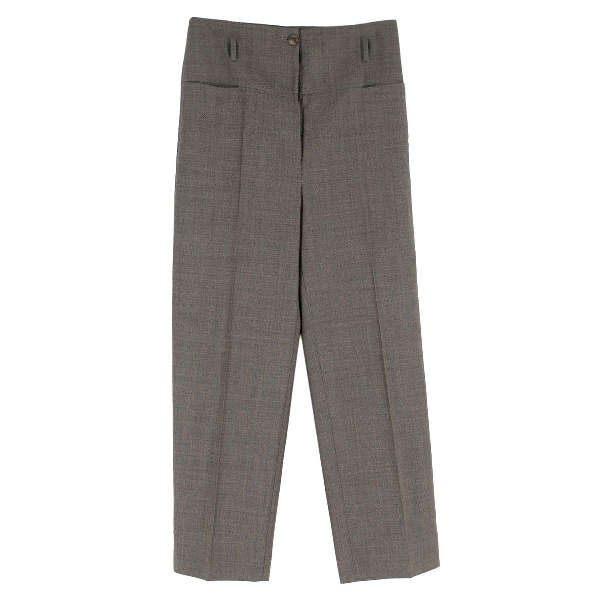 Stella McCartney Grey Wool Straight Trousers estimated size S For Sale