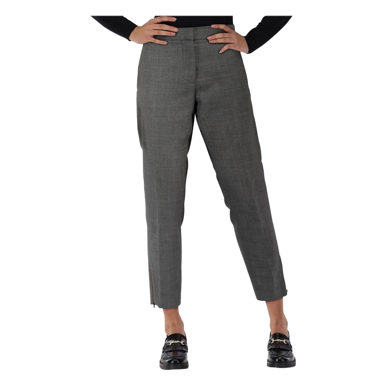 Stella McCartney Grau Wolle Tapered Zip Hose Größe M im Angebot
