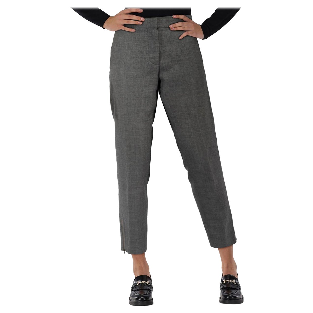 Stella McCartney Grey Wool Tapered Zip Trousers Size M