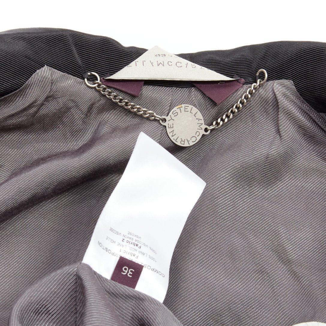Stella McCartney, blazer aderente con tasca a scialle in lana grigia a triplo strato IT36 XXS in vendita 5