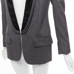 STELLA MCCARTNEY grey wool triple layer shawl pocketed fitted blazer IT36 XXS