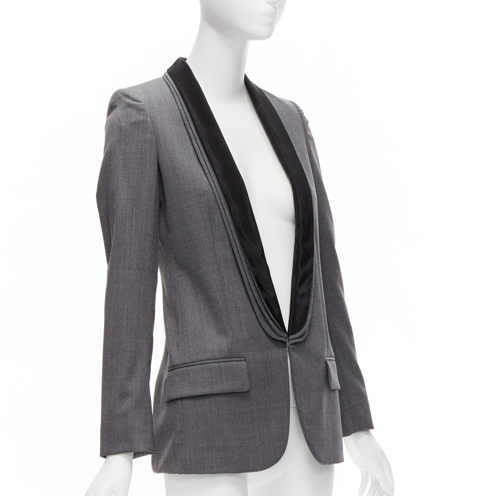 Stella McCartney, blazer aderente con tasca a scialle in lana grigia a triplo strato IT36 XXS In condizioni ottime in vendita a Hong Kong, NT