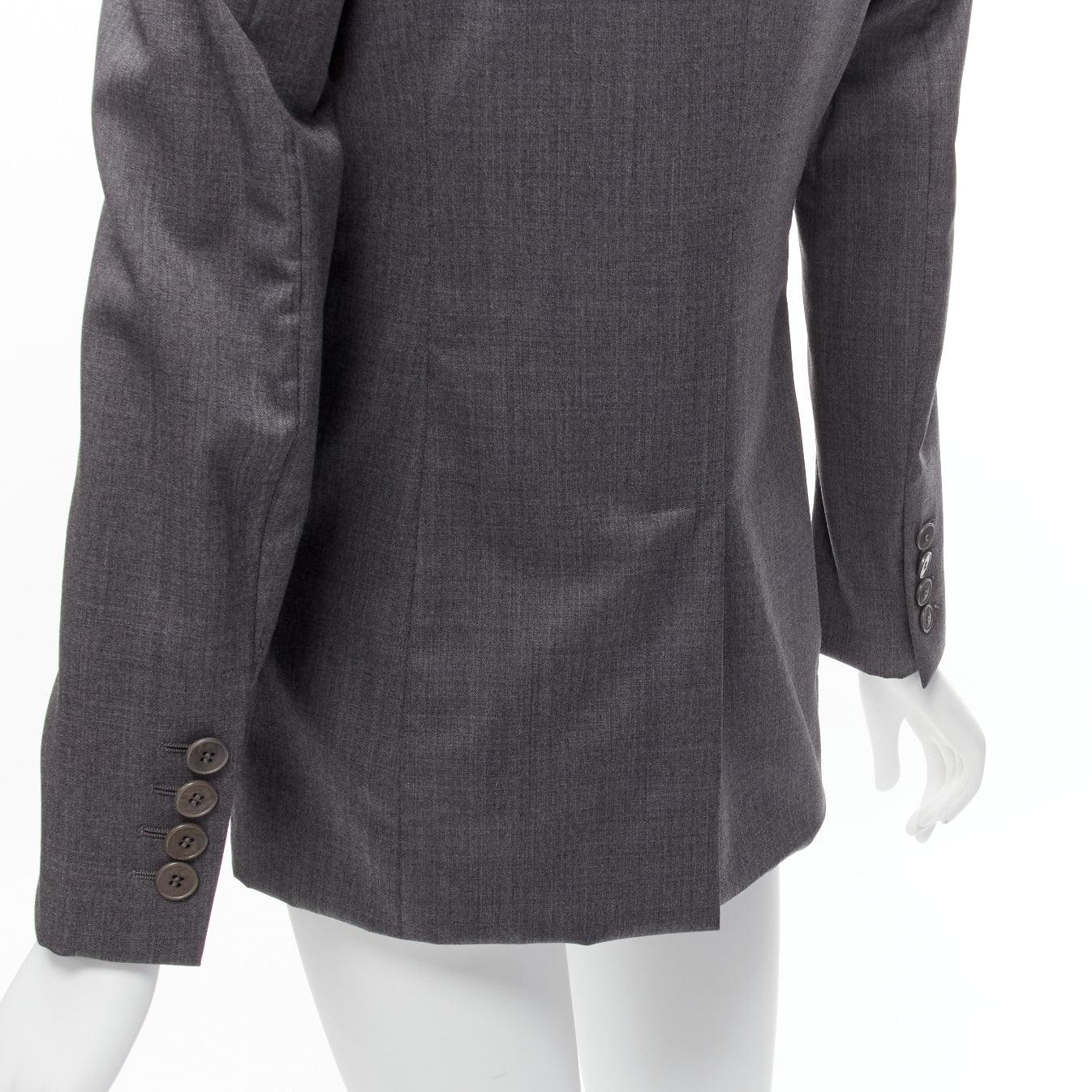 Stella McCartney, blazer aderente con tasca a scialle in lana grigia a triplo strato IT36 XXS in vendita 3