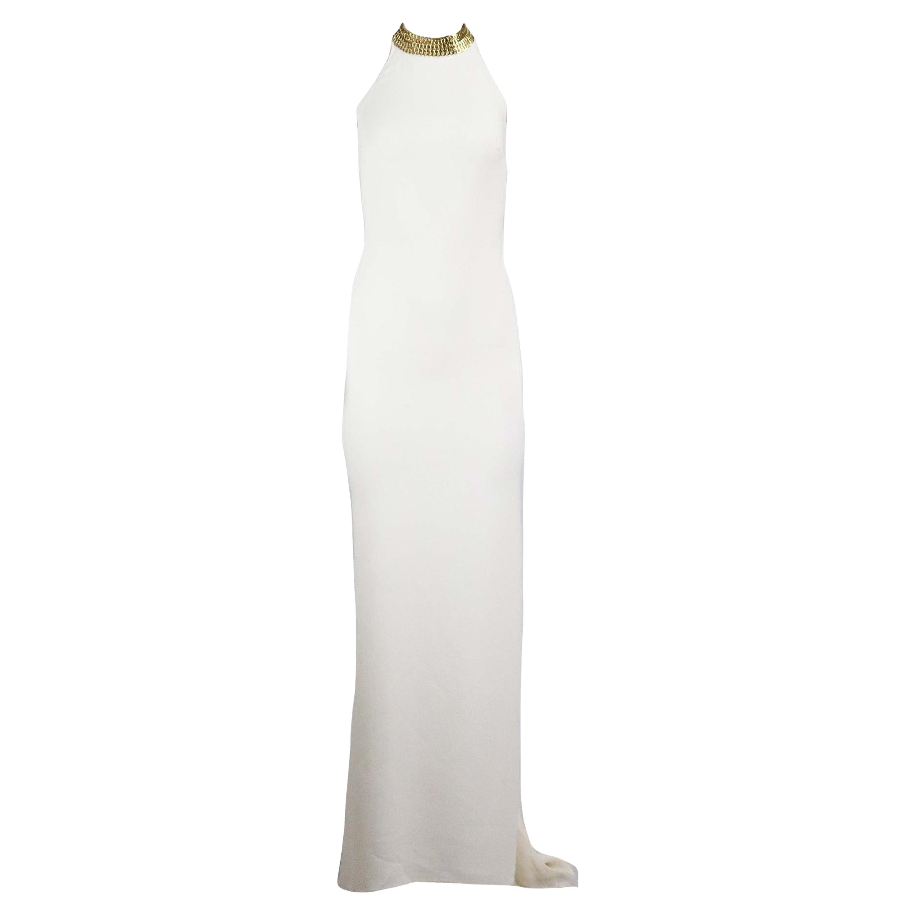 Stella Mccartney Halterneck Chain Embellished Stretch Crepe Gown 