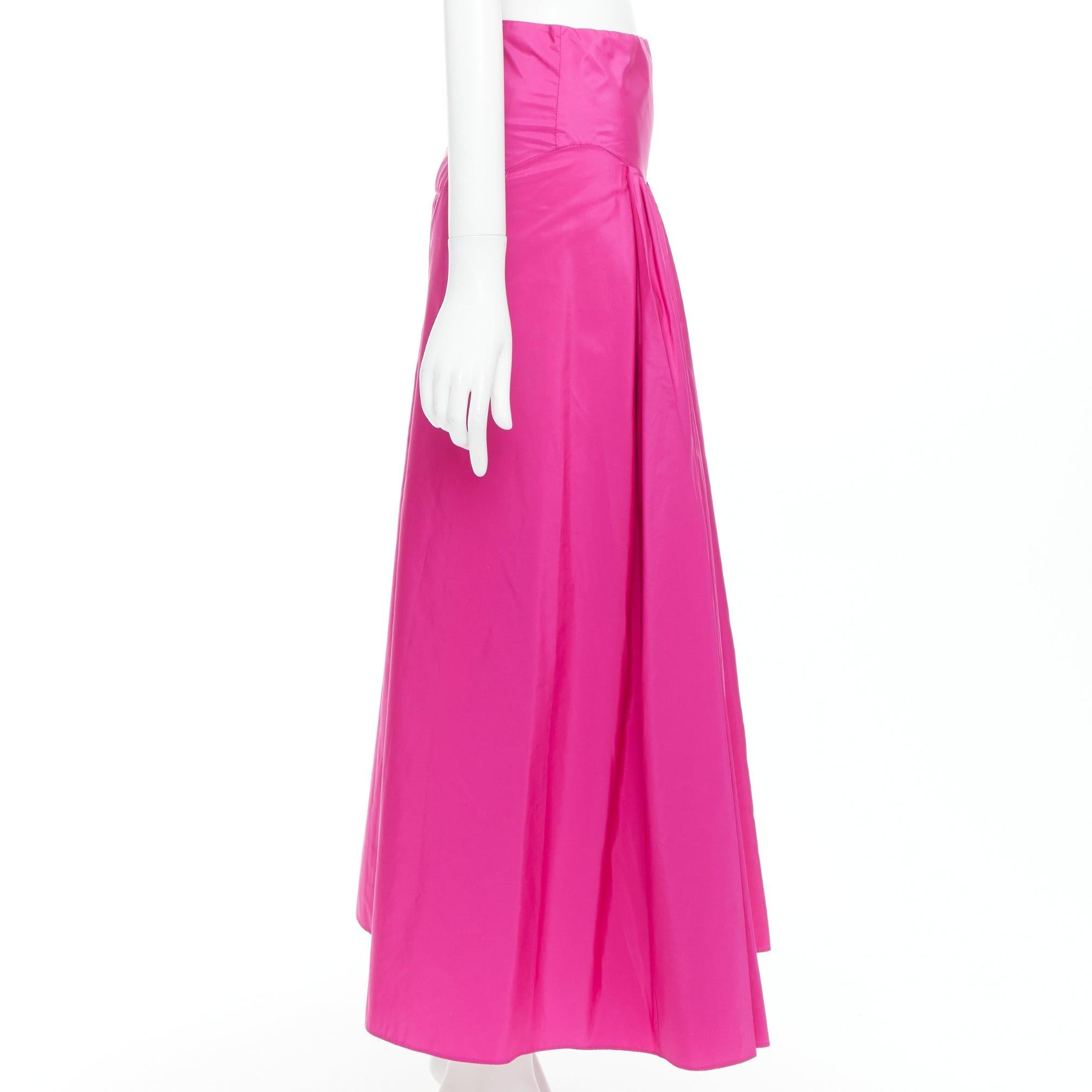 STELLA MCCARTNEY hot pink silk blend ruched front fitted midi skirt IT36 XXS In Excellent Condition For Sale In Hong Kong, NT