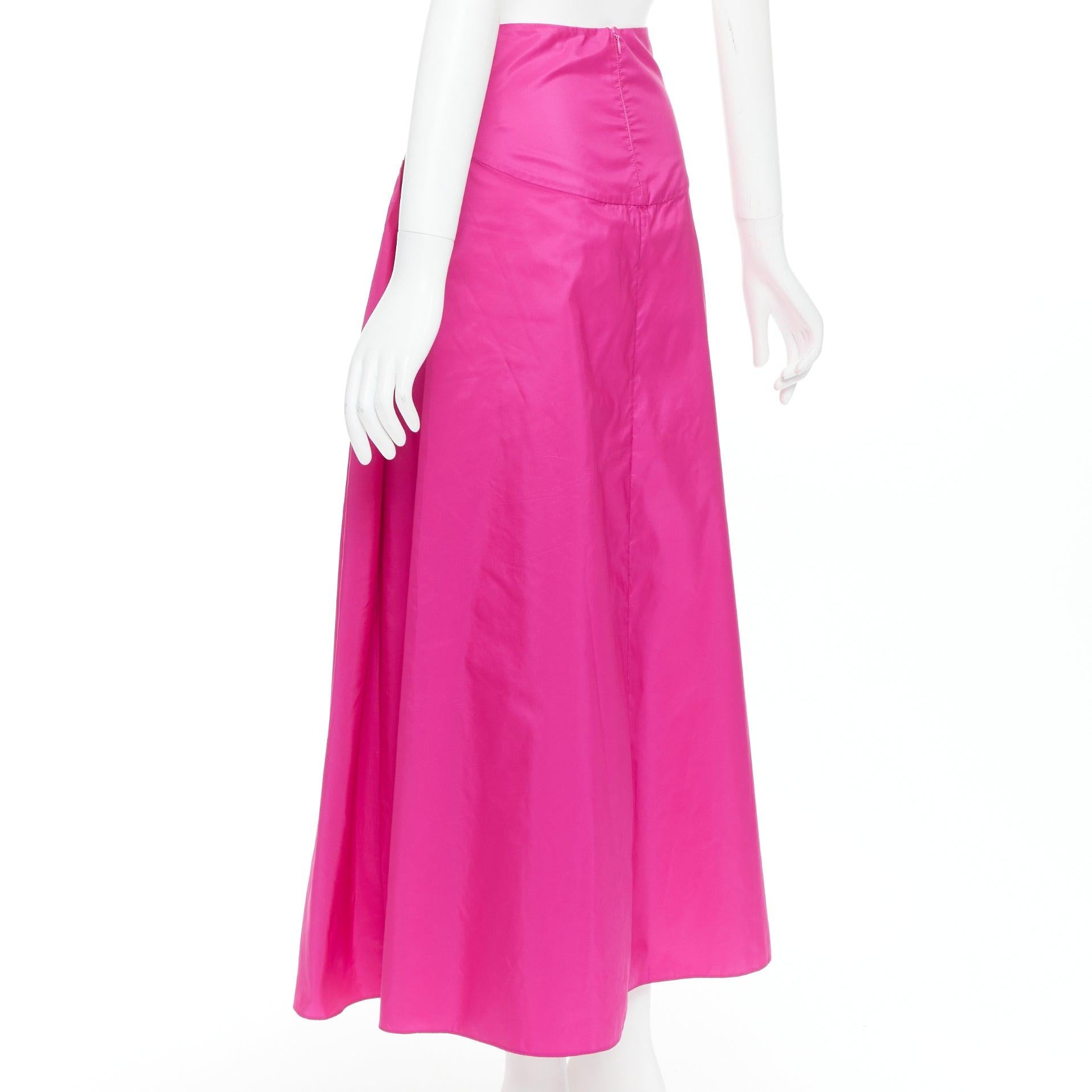 STELLA MCCARTNEY hot pink silk blend ruched front fitted midi skirt IT36 XXS For Sale 1