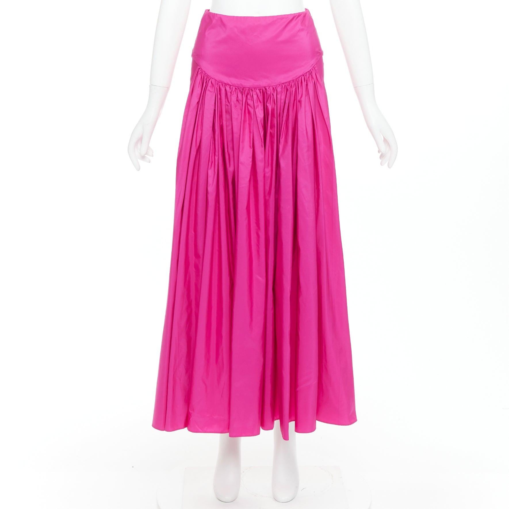 STELLA MCCARTNEY hot pink silk blend ruched front fitted midi skirt IT36 XXS For Sale 4
