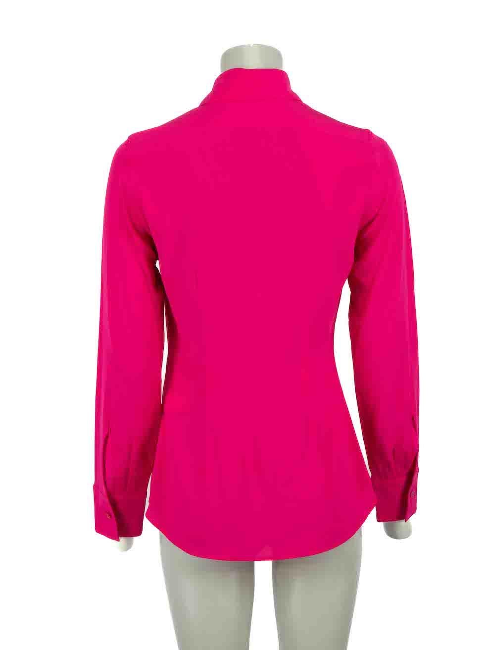 Stella McCartney Hot Pink Silk Button Up Blouse Size XXS In Excellent Condition For Sale In London, GB