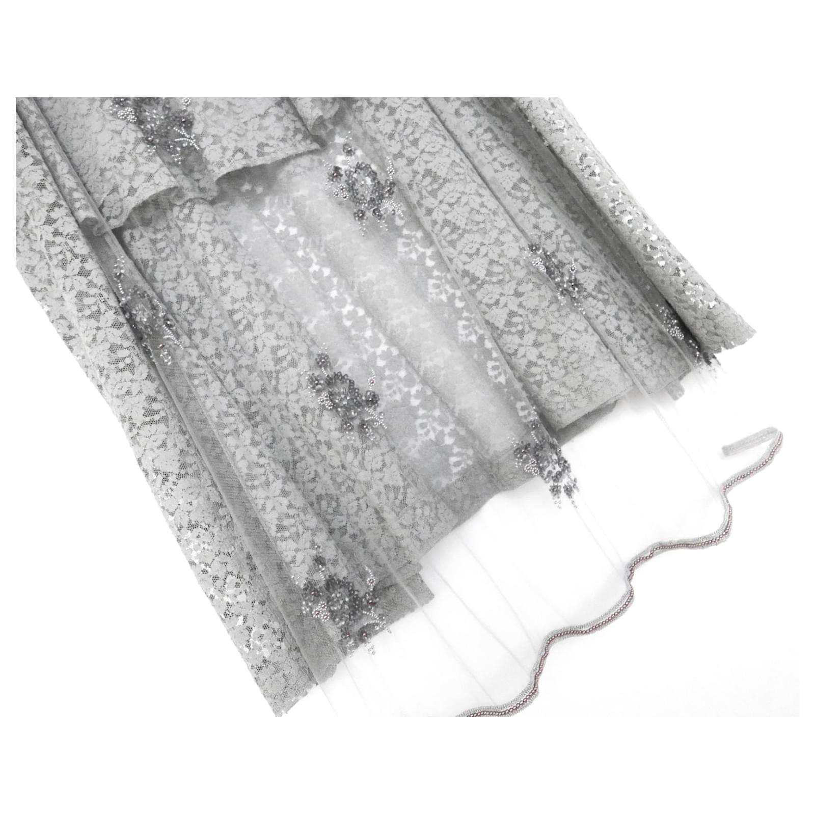 Gris Stella McCartney - Isabella - Jupe en tulle et dentelle avec perles en vente