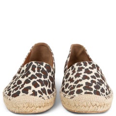STELLA MCCARTNEY ivory canvas LEOPARD PRINT Espadrilles Flats Shoes 37
