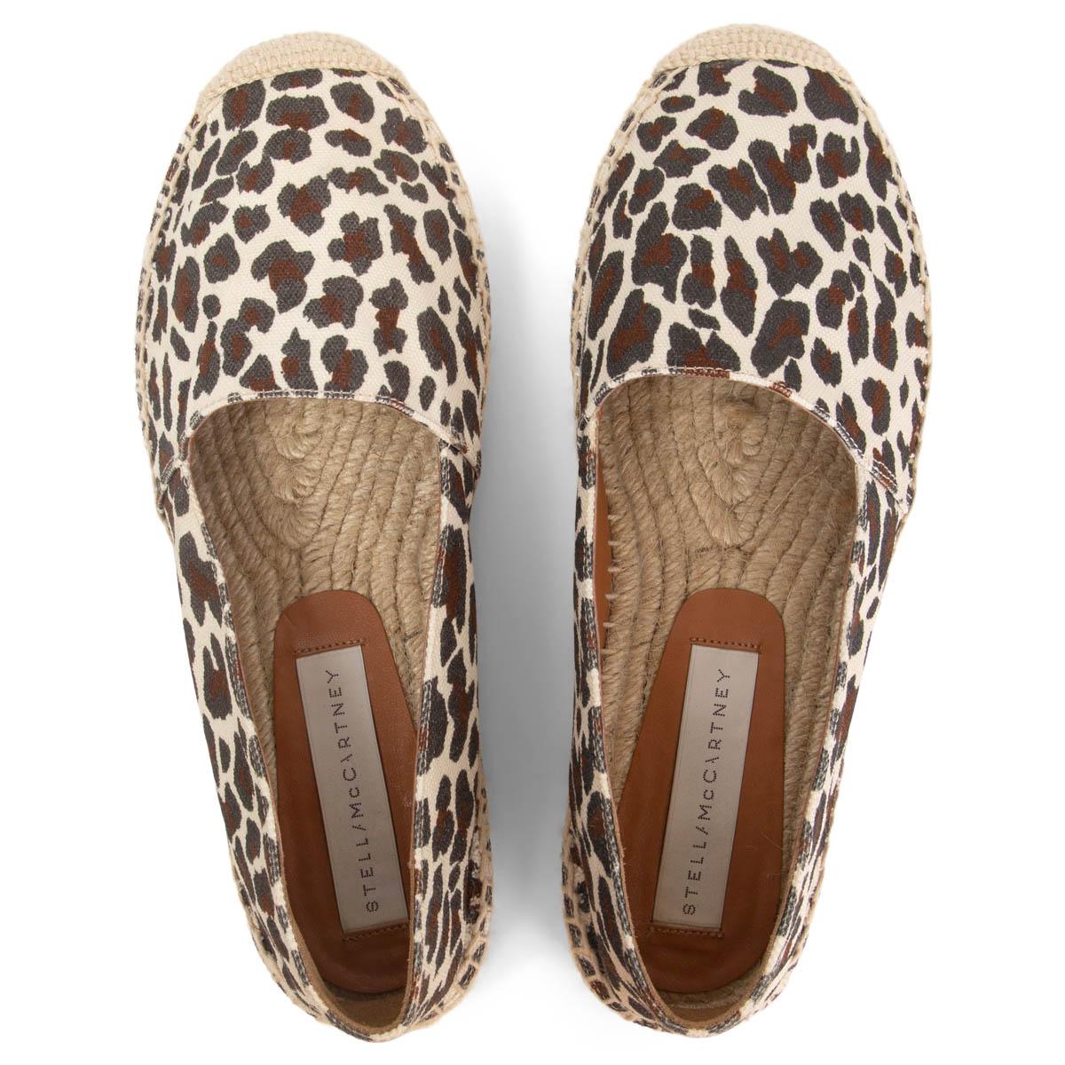 STELLA MCCARTNEY elfenbeinfarbene Leinwand LEOPARD PRINT Espadrilles Schuhe 37 Damen im Angebot