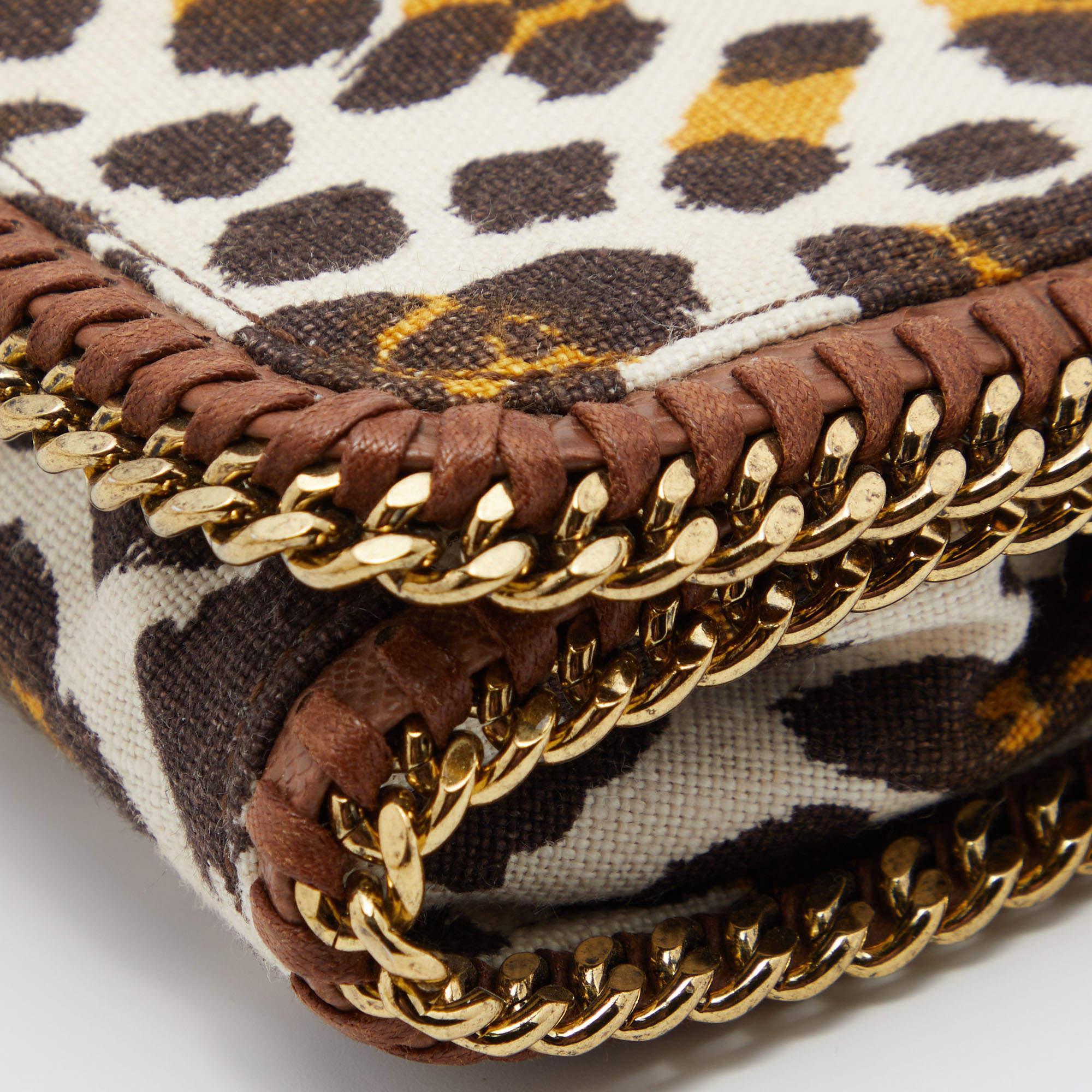 Stella McCartney Leopard Print Canvas and Faux Leather Falabella Crossbody Bag For Sale 5