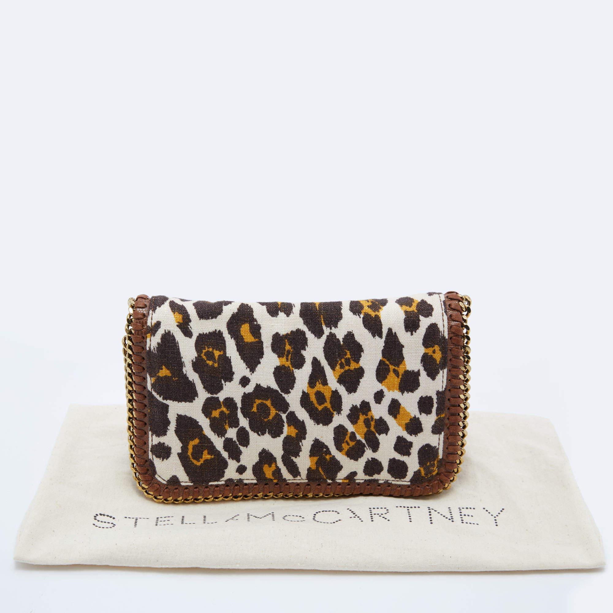 Stella McCartney Leopard Print Canvas and Faux Leather Falabella Crossbody Bag For Sale 6