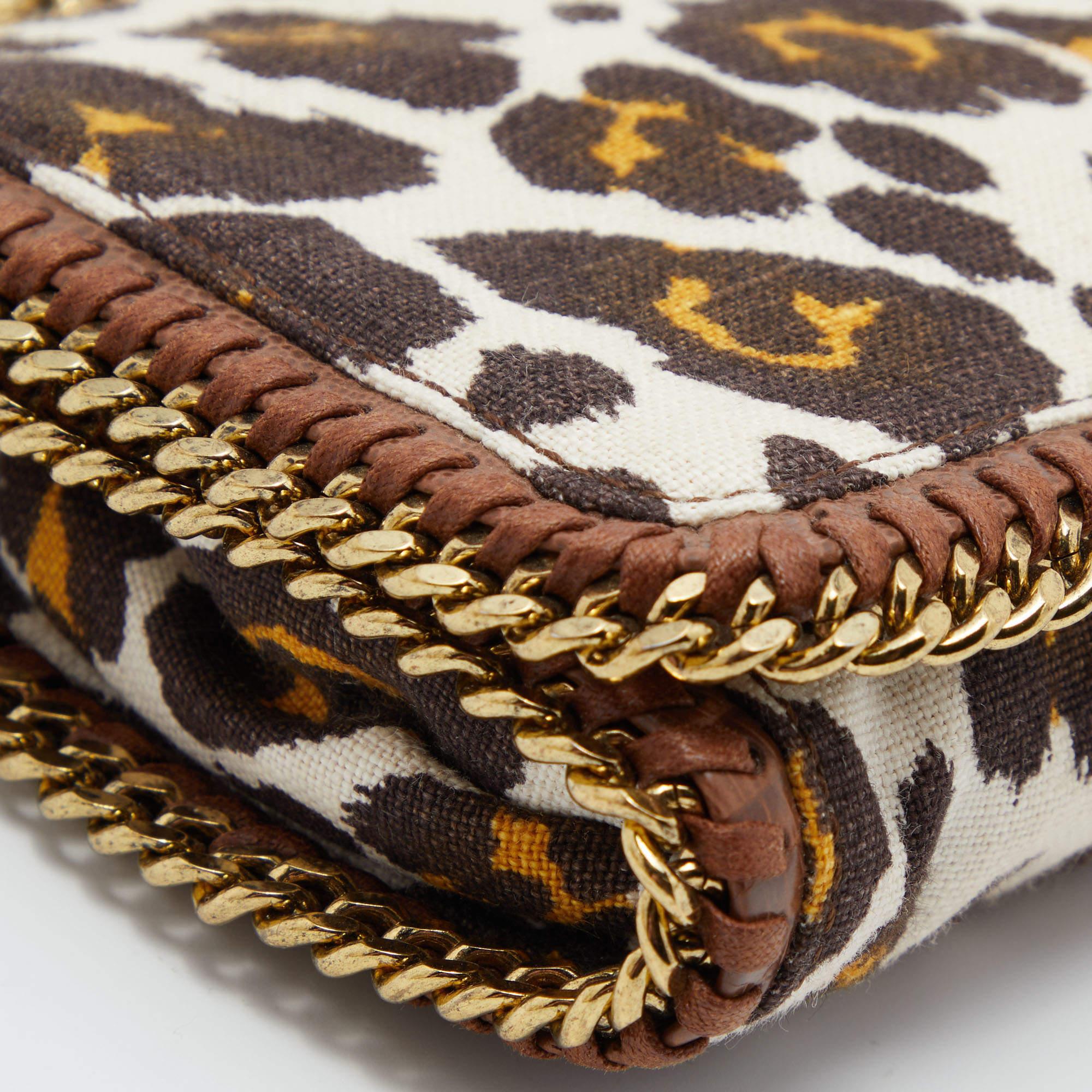 Stella McCartney Leopard Print Canvas and Faux Leather Falabella Crossbody Bag For Sale 4
