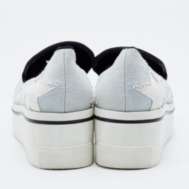 Women's Stella McCartney Light Blue Denim Binx Star Platform Sneakers Size 36 For Sale
