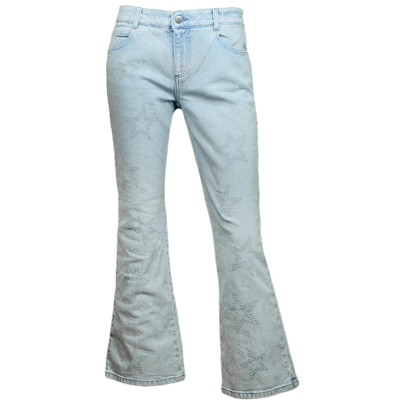 star embroidered jeans